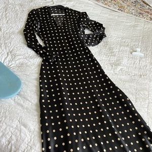 Zara satin midi polka dot dress